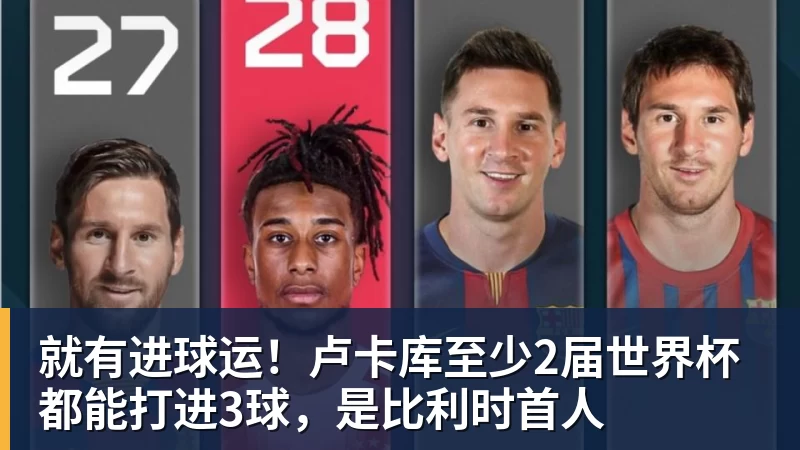就有进球运！卢卡库至少2届世界杯都能打进3球，是比利时首人